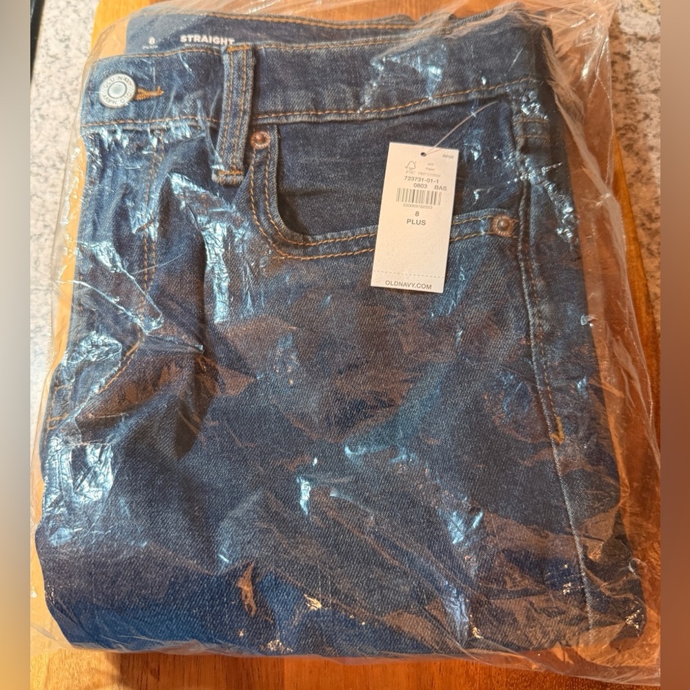 Old Navy | Boys Straight Built In Flex Blue Denim Jeans, Size 8 Plus, NWT